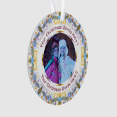 Custom Christmas Yellow Purple Family Photo Gift オーナメント (正面)