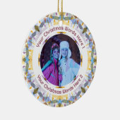Custom Christmas Yellow Purple Family Photo Gift セラミックオーナメント (右)