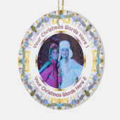Custom Christmas Yellow Purple Family Photo Gift セラミックオーナメント (左)