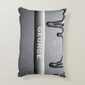 Custom Chrome Dripping Name Glossy Silver Minimal  アクセントクッション (裏面(縦))