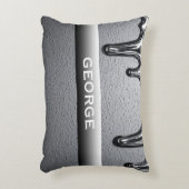 Custom Chrome Dripping Name Glossy Silver Minimal  アクセントクッション (正面(垂直))