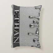 Custom Chrome Name Metallic Dripping Effect Luxury アクセントクッション (裏面(縦))