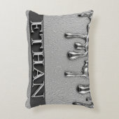 Custom Chrome Name Metallic Dripping Effect Luxury アクセントクッション (正面(垂直))