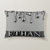 Custom Chrome Name Metallic Dripping Effect Luxury アクセントクッション (裏面)