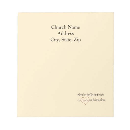 Custom Church Name Blest Be The Tie  ノートパッド (正面)