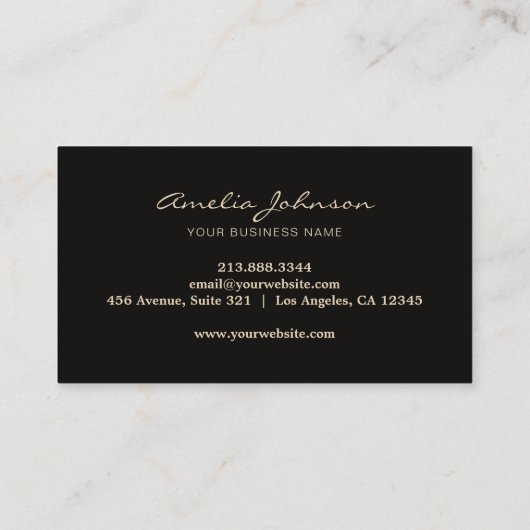 Custom Circular Logo Elegant Black Gold Script     名刺 (裏面)