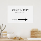 Custom City and State Arrow Mileage ポスター (キッチン)