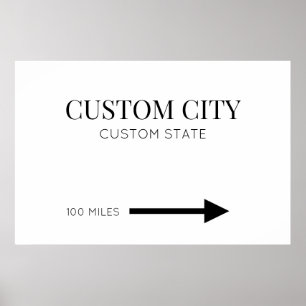 Custom City and State Arrow Mileage ポスター