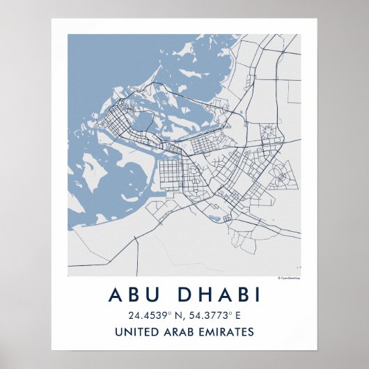 Custom City Map Abu Dhabi UAE Wall Art Poster ポスター (正面)