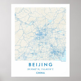 Custom City Map Beijing China Wall Art Poster ポスター