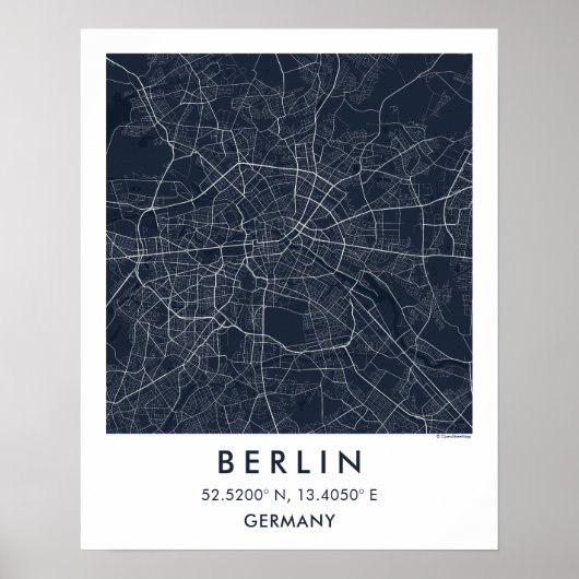 Custom City Map Berlin Germany Wall Art Poster ポスター (正面)