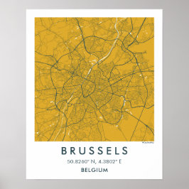 Custom City Map Brussels Belgium Wall Art Poster ポスター