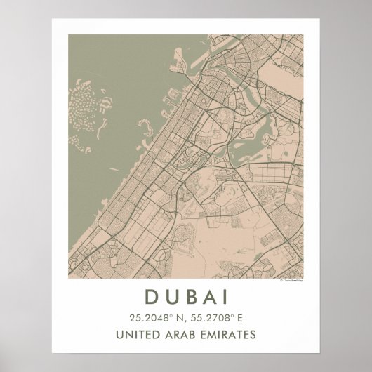 Custom City Map Dubai UAE Wall Art Poster ポスター (正面)