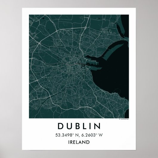 Custom City Map Dublin Ireland Wall Art Poster ポスター (正面)