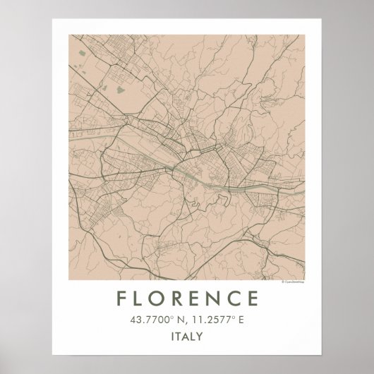 Custom City Map Florence Italy Wall Art Poster ポスター (正面)