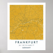 Custom City Map Frankfurt Germany Wall Art Poster ポスター (正面)
