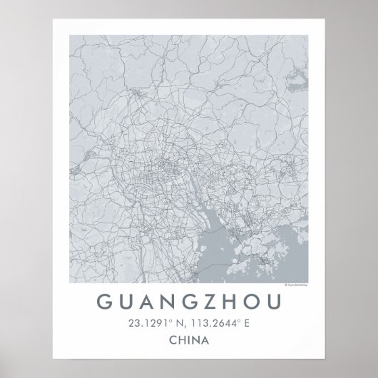 Custom City Map Guangzhou China Wall Art Poster ポスター (正面)