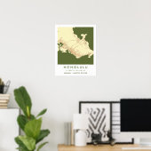 Custom City Map Honolulu Hawaii Wall Art Poster ポスター (ホームオフィス)