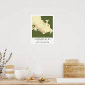 Custom City Map Honolulu Hawaii Wall Art Poster ポスター (キッチン)