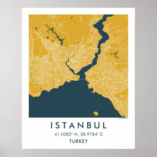 Custom City Map Istanbul Turkey Wall Art Poster ポスター (正面)