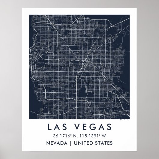 Custom City Map Las Vegas Nevada Wall Art Poster ポスター (正面)