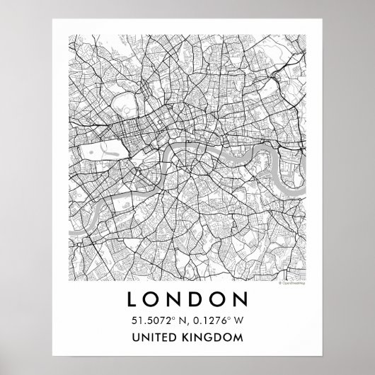 Custom City Map London Wall Art Poster ポスター (正面)