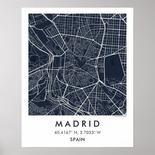 Custom City Map Madrid Spain Wall Art Poster ポスター (正面)