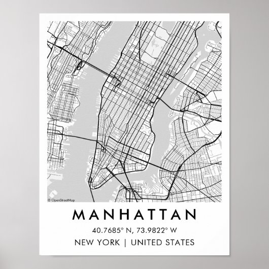 Custom City Map Manhattan New York Poster ポスター (正面)