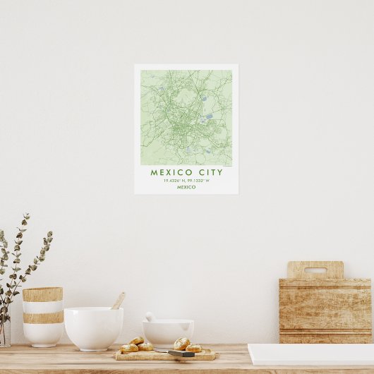 Custom City Map Mexico Wall Art Poster ポスター (キッチン)