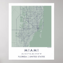 Custom City Map Miami Florida Wall Art Poster ポスター