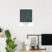 Custom City Map Munich Germany Wall Art Poster ポスター (ホームオフィス)