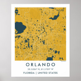 Custom City Map Orlando Florida Wall Art Poster ポスター