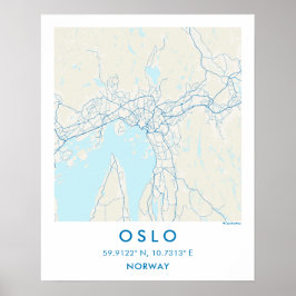 Custom City Map Oslo Norway Wall Art Poster ポスター