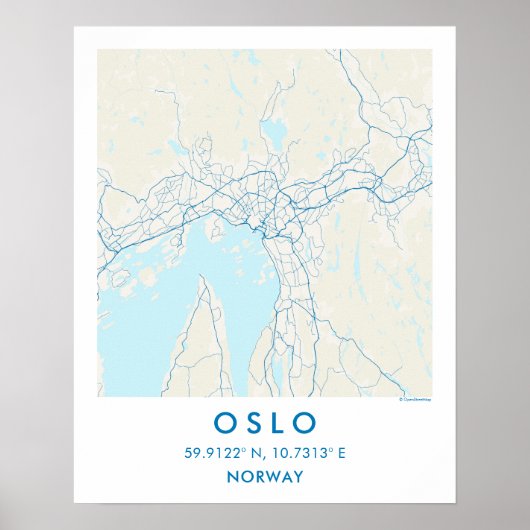 Custom City Map Oslo Norway Wall Art Poster ポスター (正面)