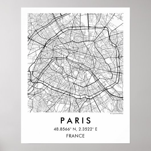 Custom City Map Paris France Poster ポスター (正面)