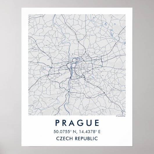 Custom City Map Prague Wall Art Poster ポスター (正面)