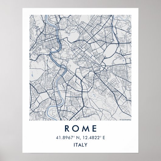 Custom City Map Rome Italy Wall Art Poster ポスター (正面)