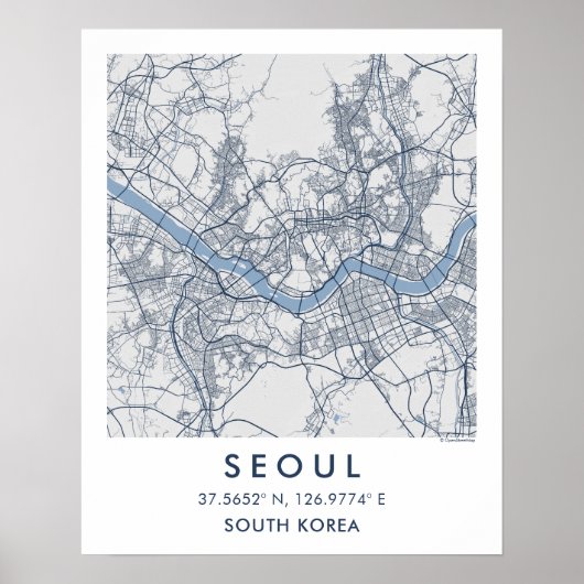 Custom City Map Seoul South Korea Wall Art Poster ポスター (正面)