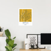 Custom City Map Seville Spain Wall Art Poster ポスター (ホームオフィス)