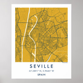 Custom City Map Seville Spain Wall Art Poster ポスター
