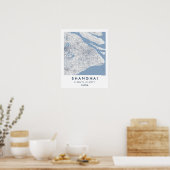 Custom City Map Shanghai China Wall Art Poster ポスター (キッチン)