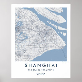 Custom City Map Shanghai China Wall Art Poster ポスター