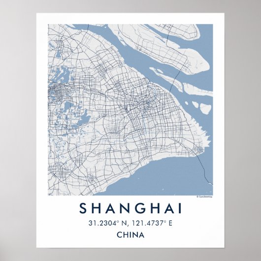 Custom City Map Shanghai China Wall Art Poster ポスター (正面)