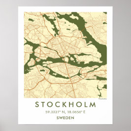 Custom City Map Stockholm Sweden Wall Art Poster ポスター