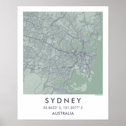 Custom City Map Sydney Australia Poster ポスター (正面)