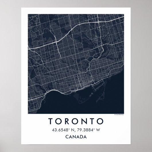 Custom City Map Toronto Canada Wall Art Poster ポスター (正面)