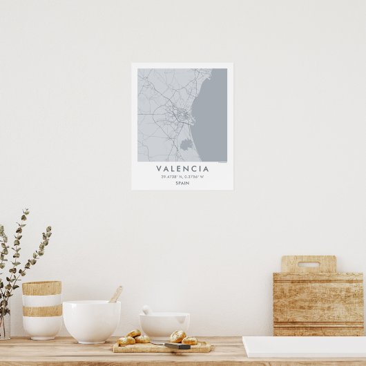 Custom City Map Valencia Spain Wall Art Poster ポスター (キッチン)