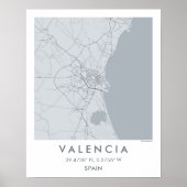 Custom City Map Valencia Spain Wall Art Poster ポスター (正面)