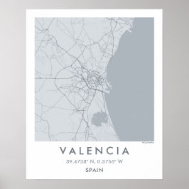 Custom City Map Valencia Spain Wall Art Poster ポスター