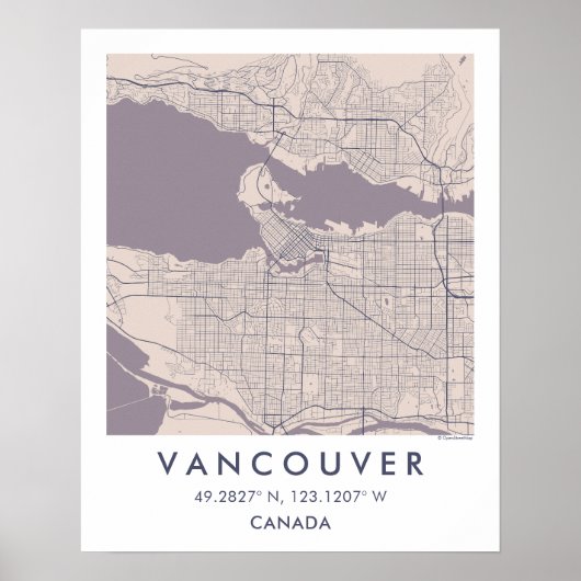 Custom City Map Vancouver Canada Wall Art Poster ポスター (正面)
